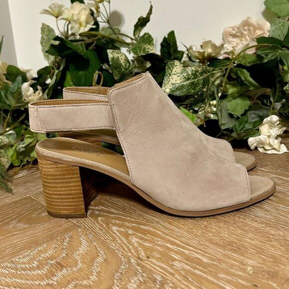 Franco Sarto Helix Slingback Heels Women's Size 10 Tan Suede Open Toe Sandals - Picture 1 of 9